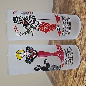 Federal Gay 90s Vintage Frosted Highball Glass Set of 2